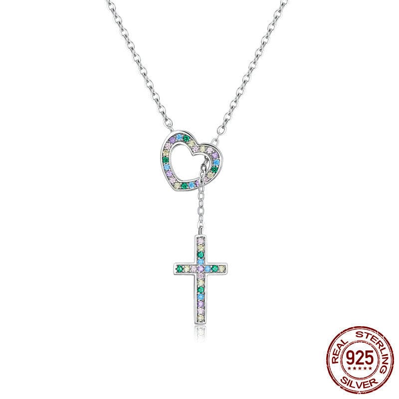 HEART & CROSS" Handmade Christian Necklace in 925 Sterling Silver