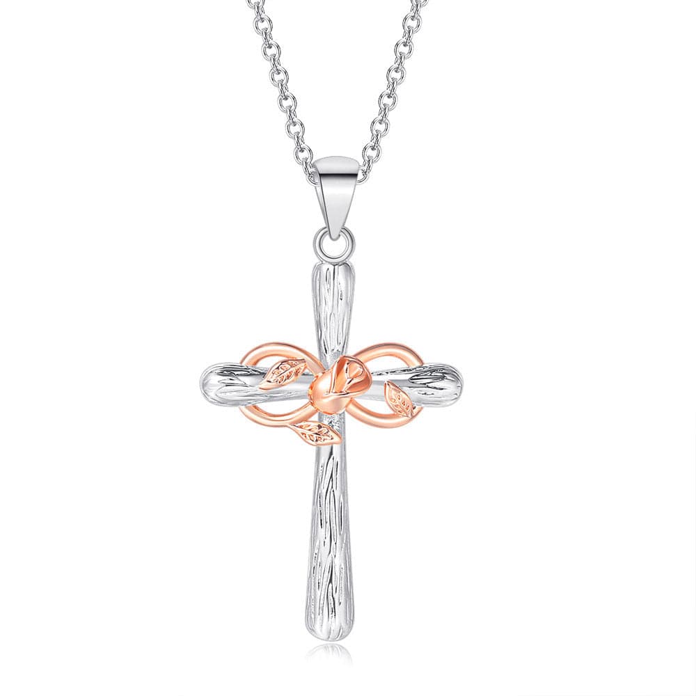 INFINITY ROSE CROSS NECKLACE