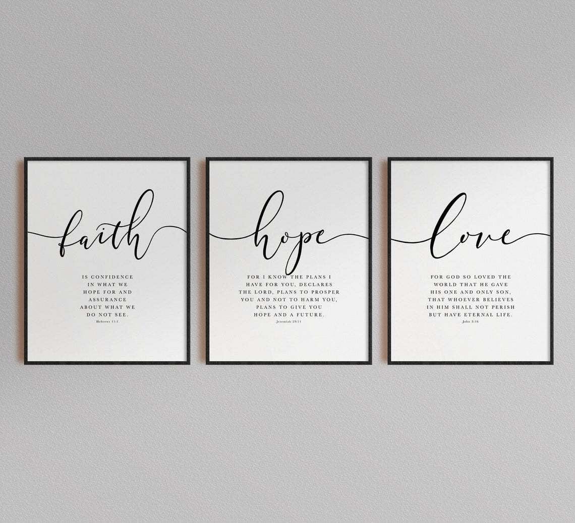 Faith, Hope & Love Bible Verse Canvas by GOD IS LIGHT!