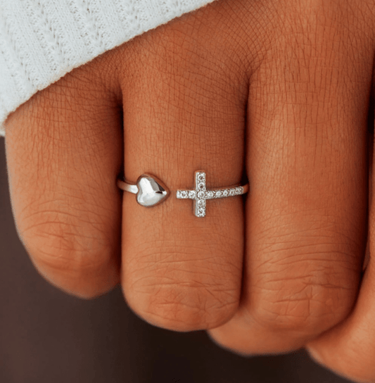 LOVE THE CROSS" ADJUSTABLE RING