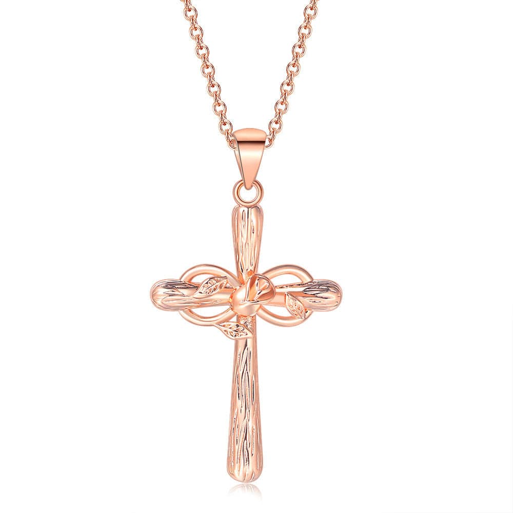 INFINITY ROSE CROSS NECKLACE