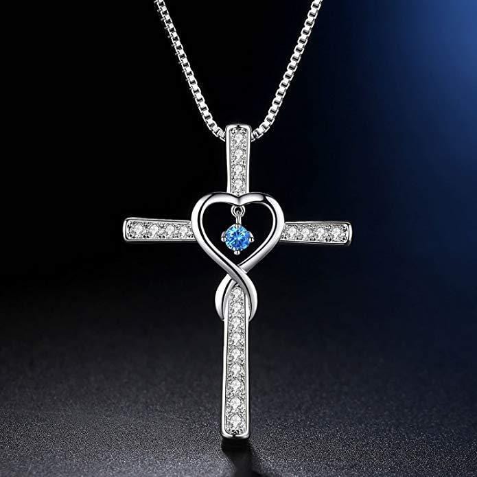 Handmade White Gold Plated & Zircon Cross Necklace by GOD IS LIGHT! 🌟