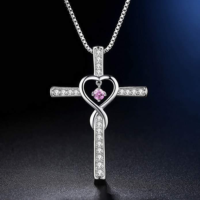 Handmade White Gold Plated & Zircon Cross Necklace by GOD IS LIGHT! 🌟