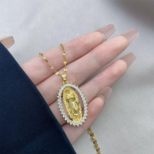 VIRGIN MARY ZIRCON NECKLACE