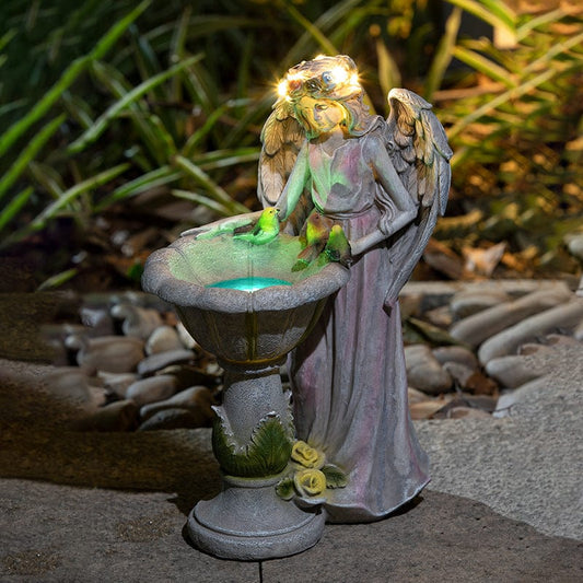 HANDMADE GLOWING RESIN ANGEL - GARDEN DECOR WITH SOLAR POWER