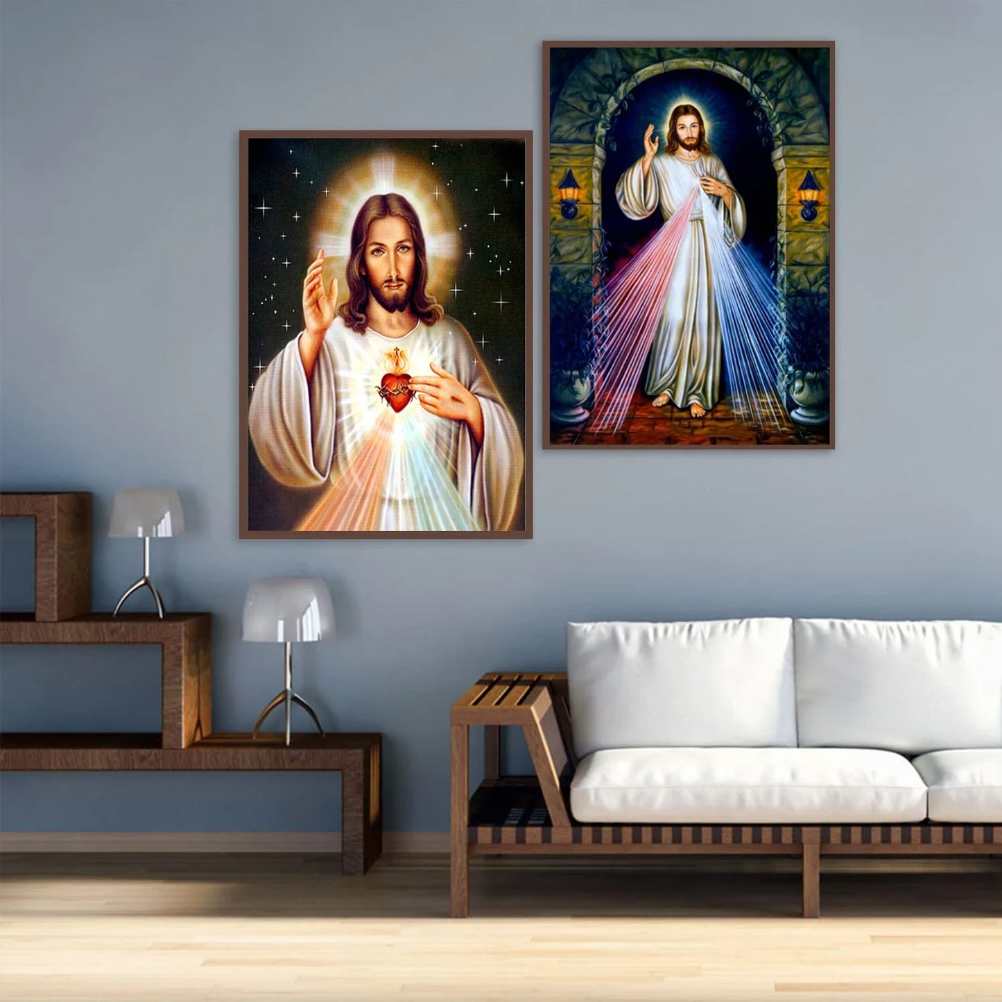 5D Jesus & Virgin Mary Diamond Painting – Handmade Portraits for Home Decor