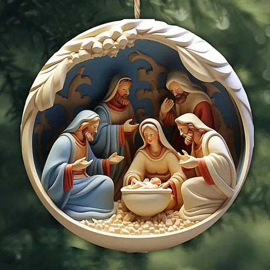 2D Acrylic Nativity Scene Ornament – Jesus Birth Pendant for Christmas Tree 🎄