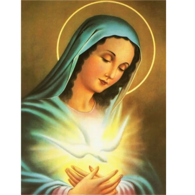 5D Jesus & Virgin Mary Diamond Painting – Handmade Portraits for Home Decor