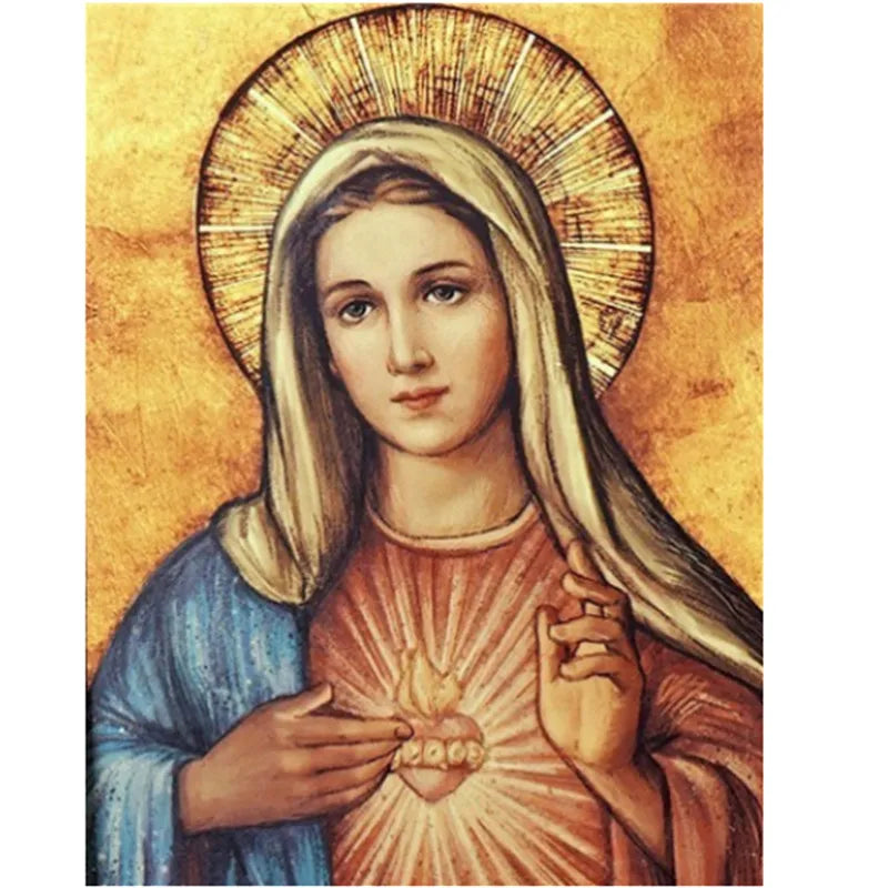 5D Jesus & Virgin Mary Diamond Painting – DIY Handmade Art for Home Decor