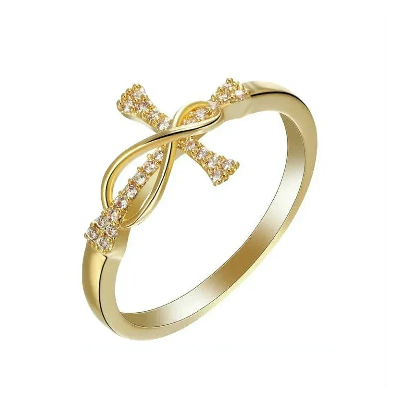 Infinity Jesus Cross Ring – Women’s CZ Zircon Fashion Ring