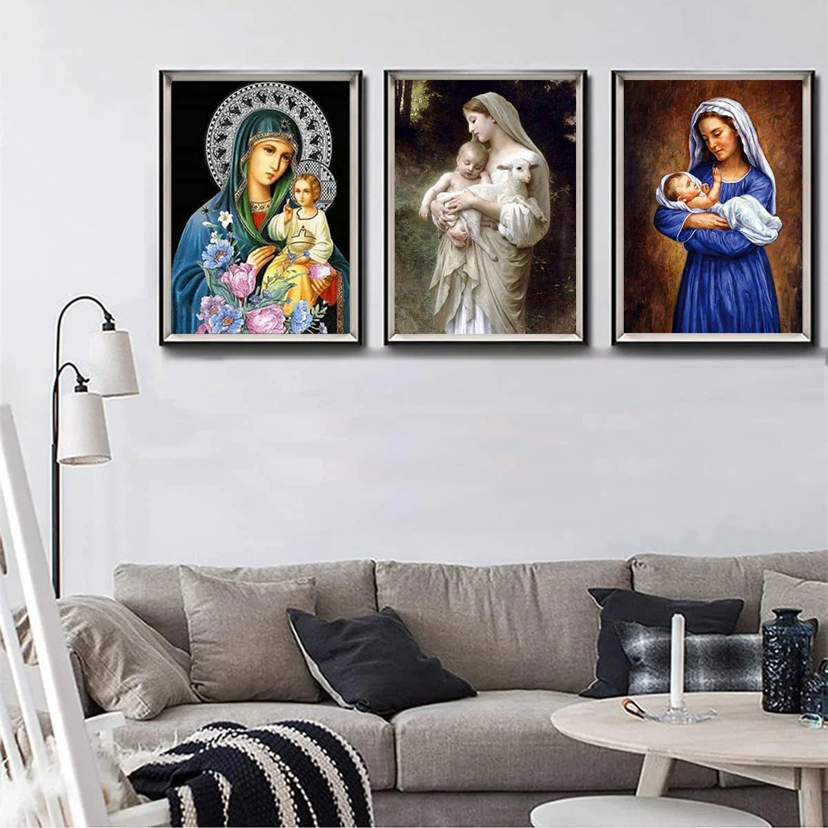 5D Jesus & Virgin Mary Diamond Painting – DIY Handmade Art for Home Decor