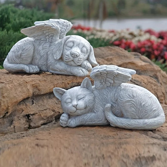 Angel Dog & Cat Memorial Stone – Garden Pet Memorial Statue