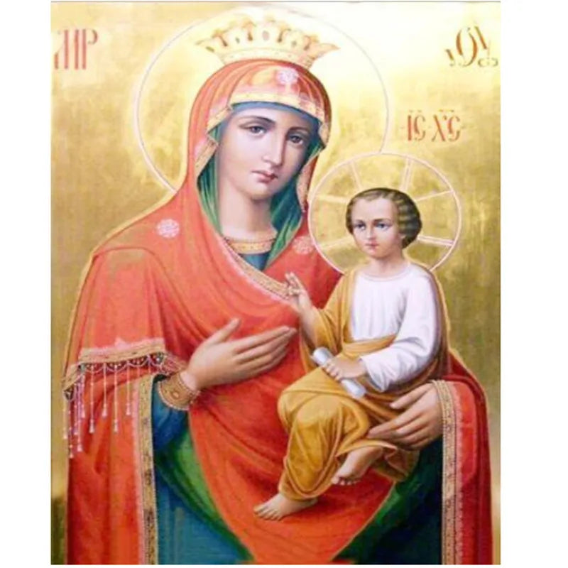 5D Jesus & Virgin Mary Diamond Painting – Handmade Portraits for Home Decor