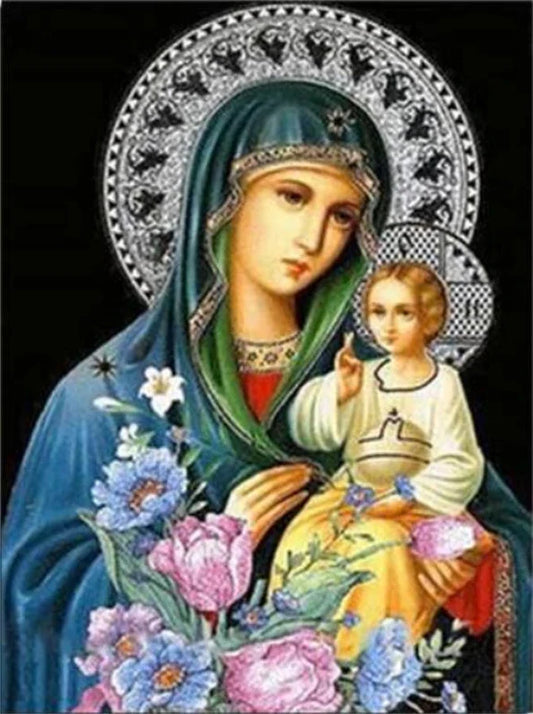 5D Jesus & Virgin Mary Diamond Painting – Handmade Portraits for Home Decor