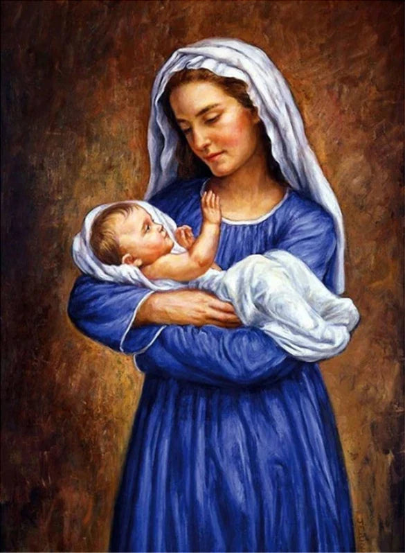 5D Jesus & Virgin Mary Diamond Painting – DIY Handmade Art for Home Decor