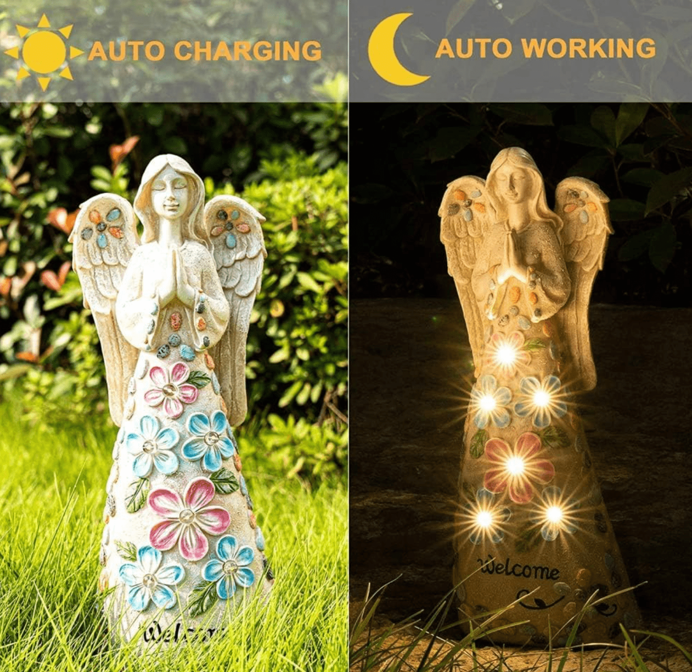 HANDMADE LED ANGEL STATUE (SOLAR POWERED) BY GOD IS LIGHT!