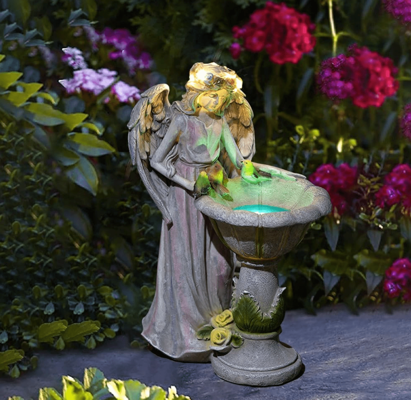 HANDMADE GLOWING RESIN ANGEL - GARDEN DECOR WITH SOLAR POWER