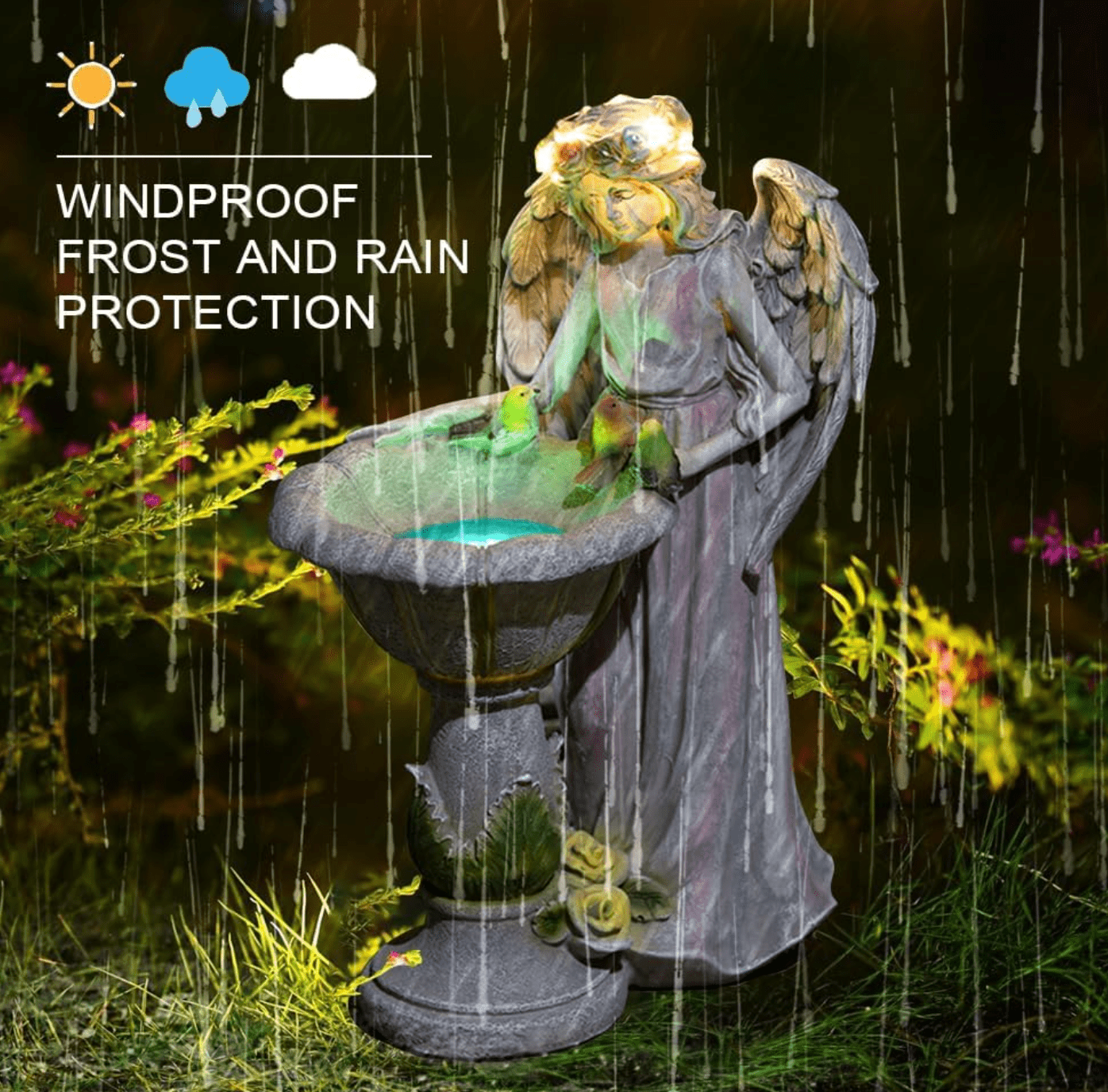 HANDMADE GLOWING RESIN ANGEL - GARDEN DECOR WITH SOLAR POWER