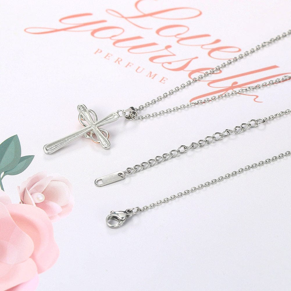 INFINITY ROSE CROSS NECKLACE