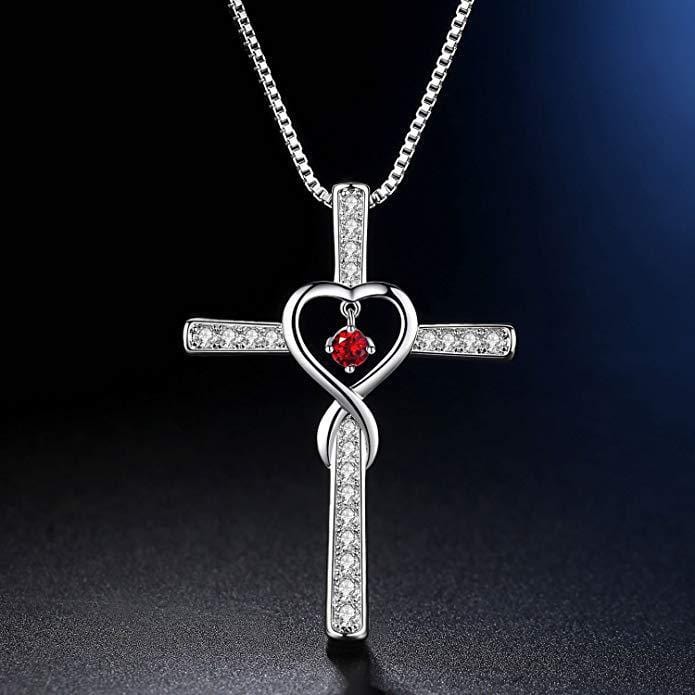 Handmade White Gold Plated & Zircon Cross Necklace by GOD IS LIGHT! 🌟