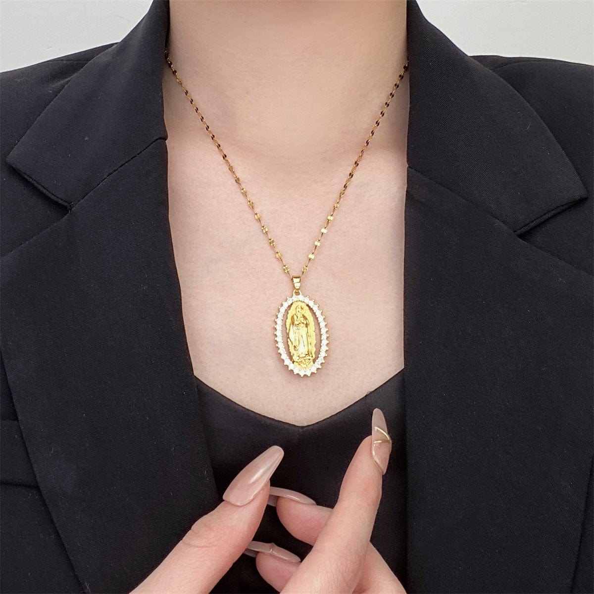 VIRGIN MARY ZIRCON NECKLACE